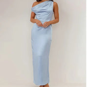 Coralie Draped Satin Maxi Dress