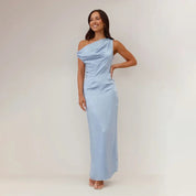 Coralie Draped Satin Maxi Dress