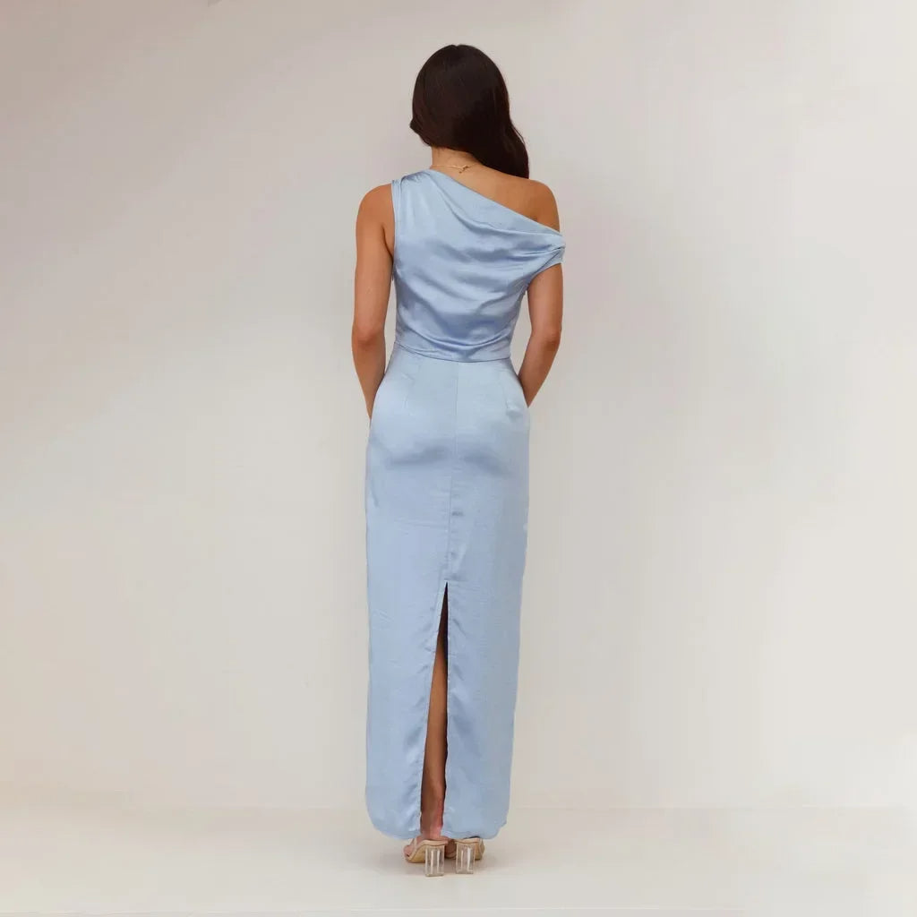 Coralie Draped Satin Maxi Dress