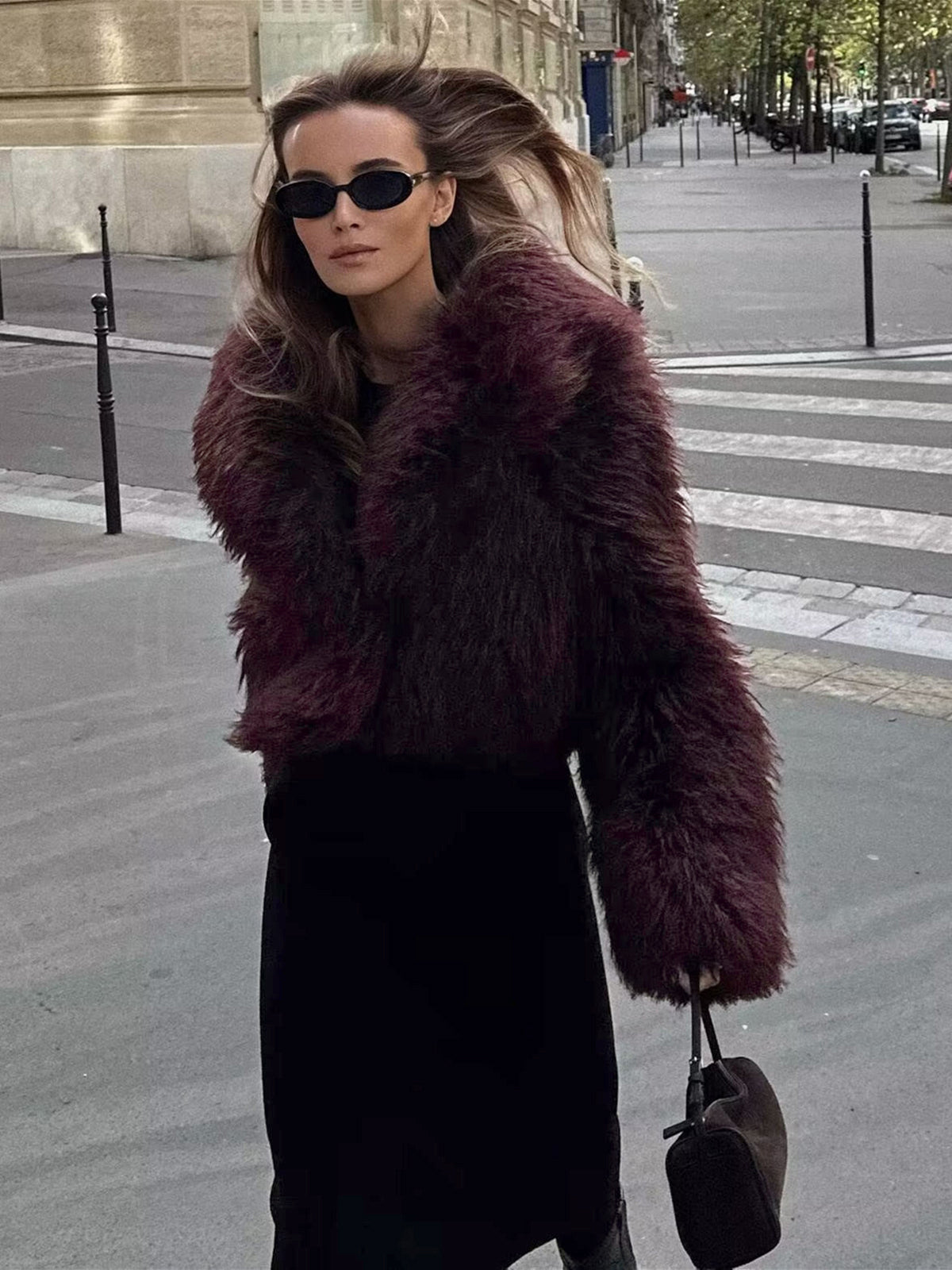 Cropped Faux Fur Coat