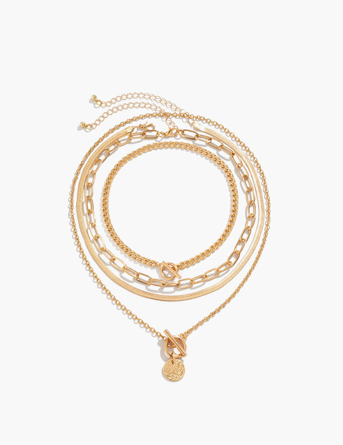 Gold Layered Pendant Necklace Set