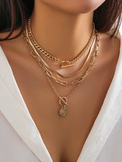 Gold Layered Pendant Necklace Set