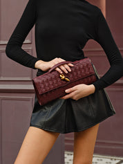 Woven Flap Clutch Handbag
