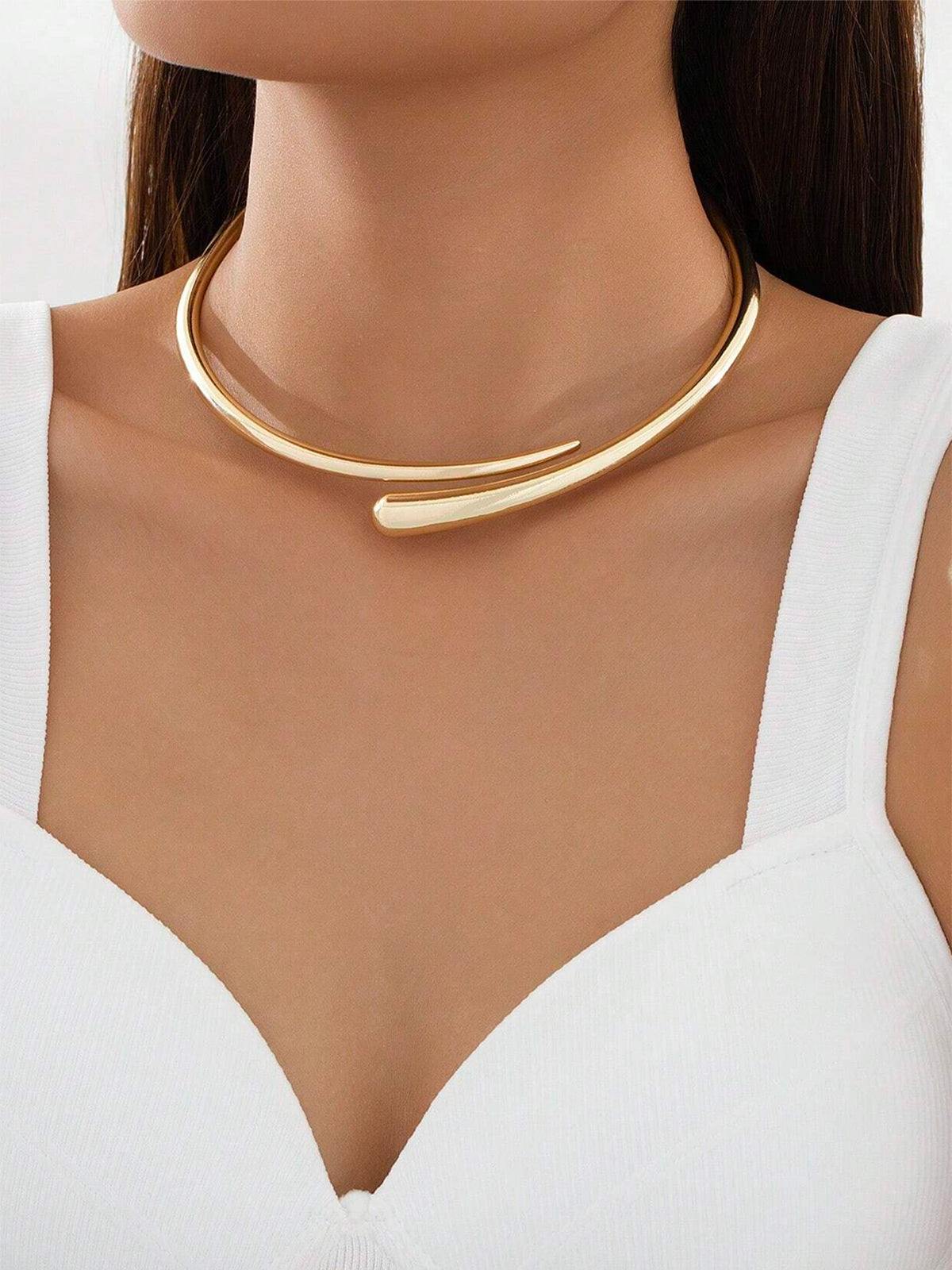 Gold Water Drop Open Choker Necklace