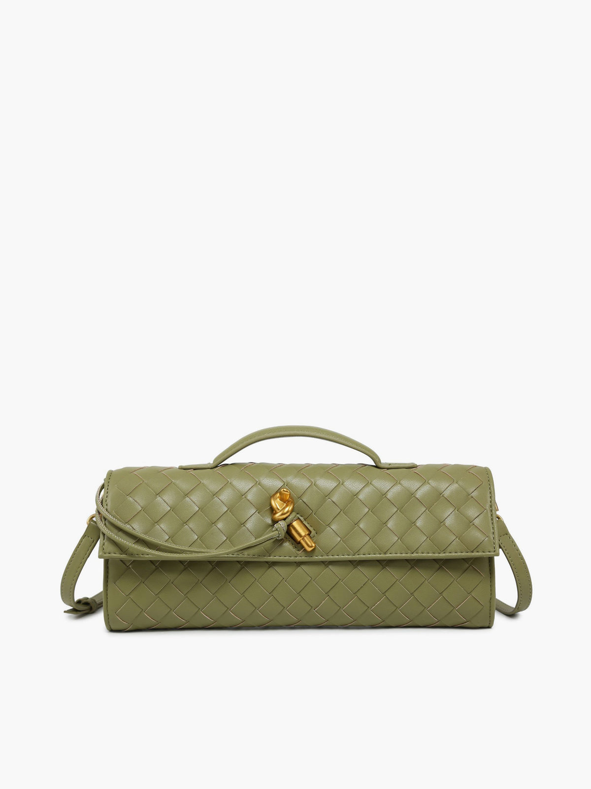 Woven Flap Clutch Handbag