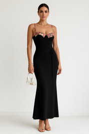 Flower Embroided Maxi Dress