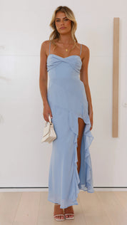 Lyra Elegant Ruffle Trim Maxi Dress