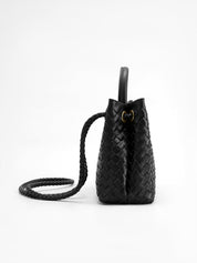 Woven Top Handle Bag with Twist Accent