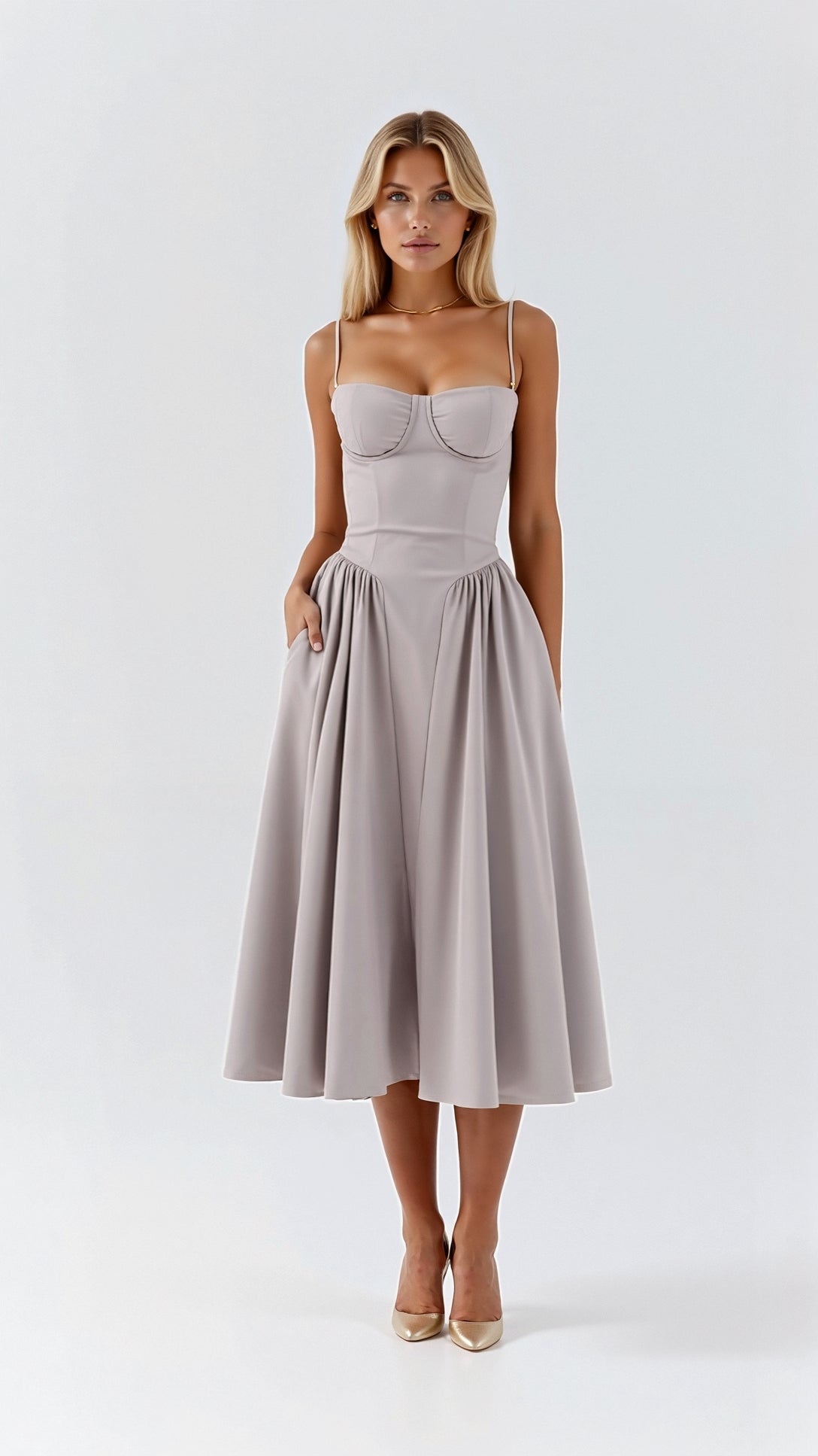 Odette Cute Corset Midi Dress