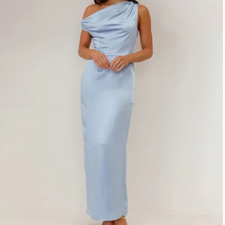 Coralie Draped Satin Maxi Dress