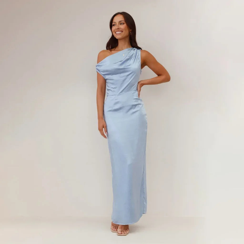 Coralie Draped Satin Maxi Dress