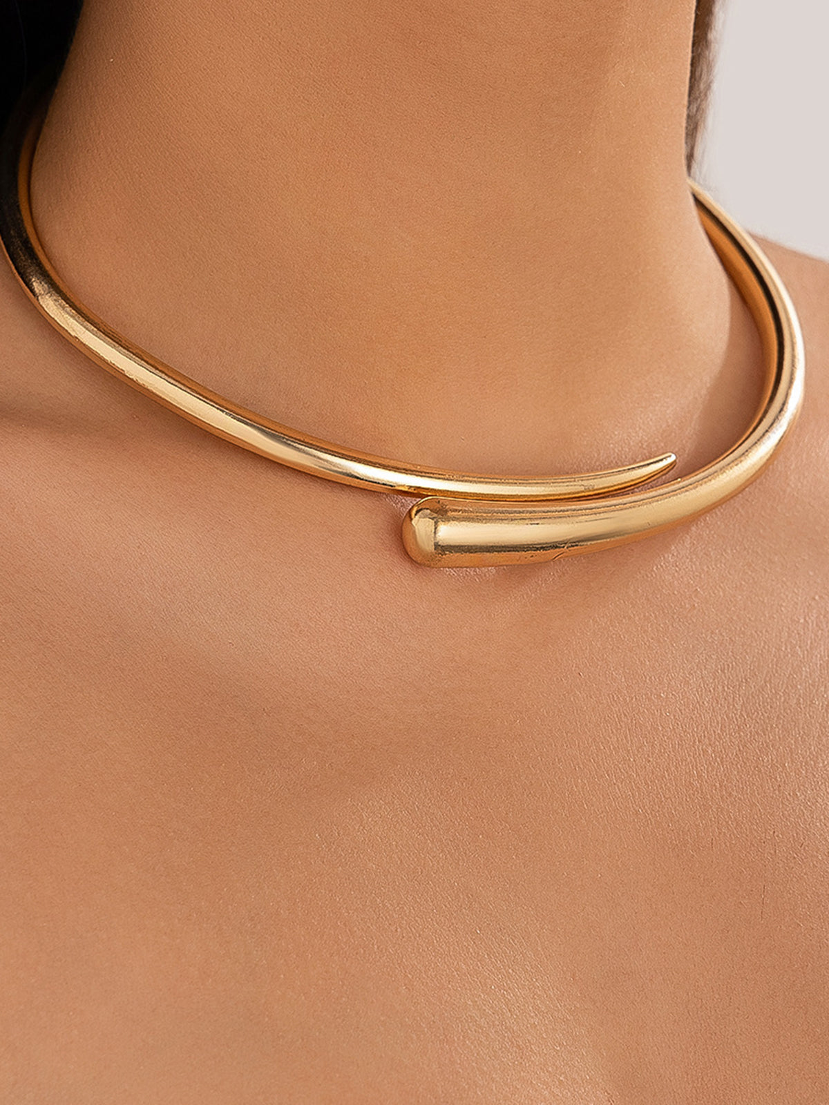 Gold Water Drop Open Choker Necklace