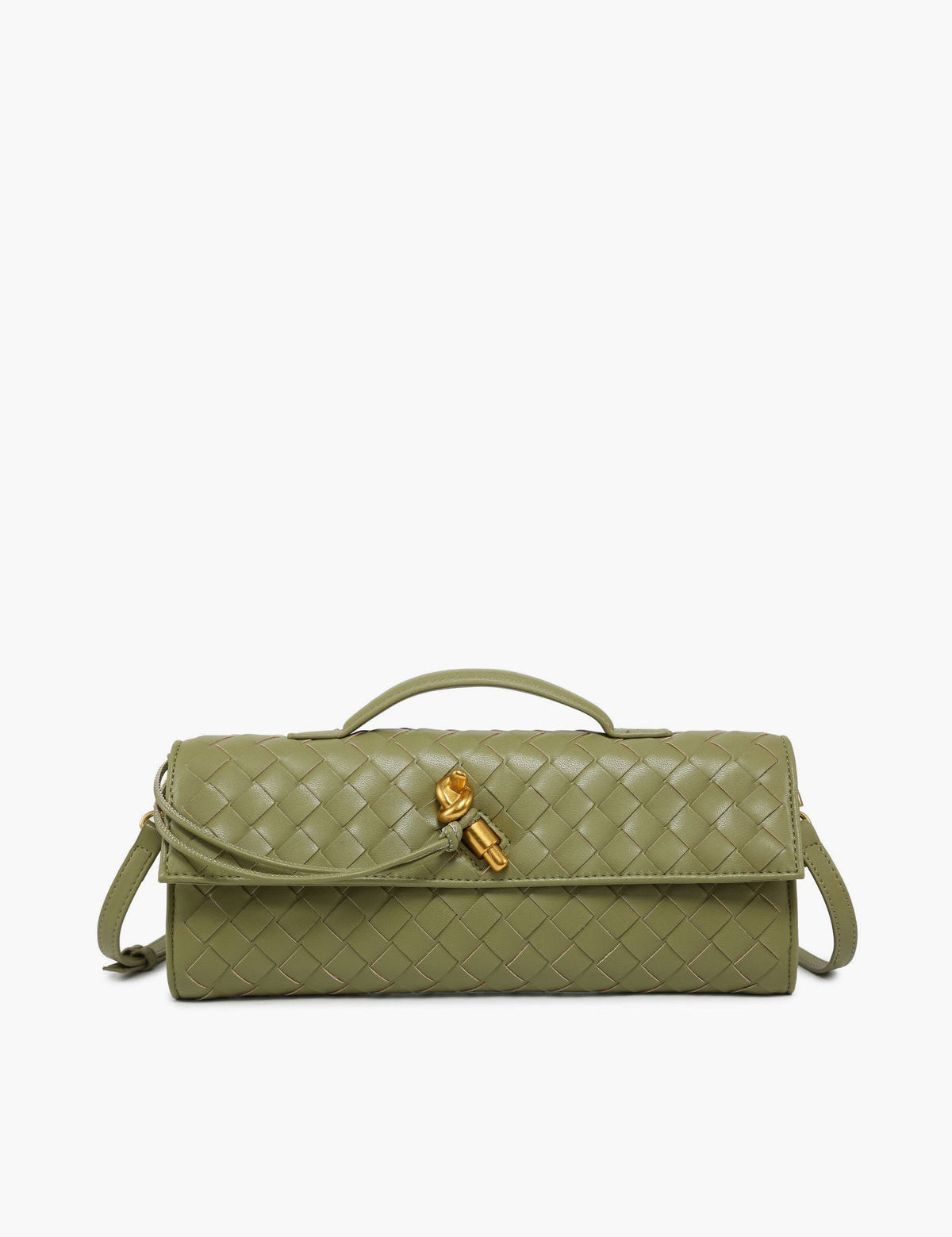 Woven Flap Clutch Handbag