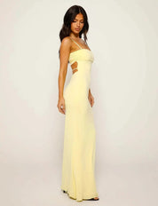 Yellow Backless Bodycon Maxi Dress