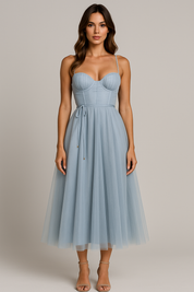 Corset Chiffon Midi Gown