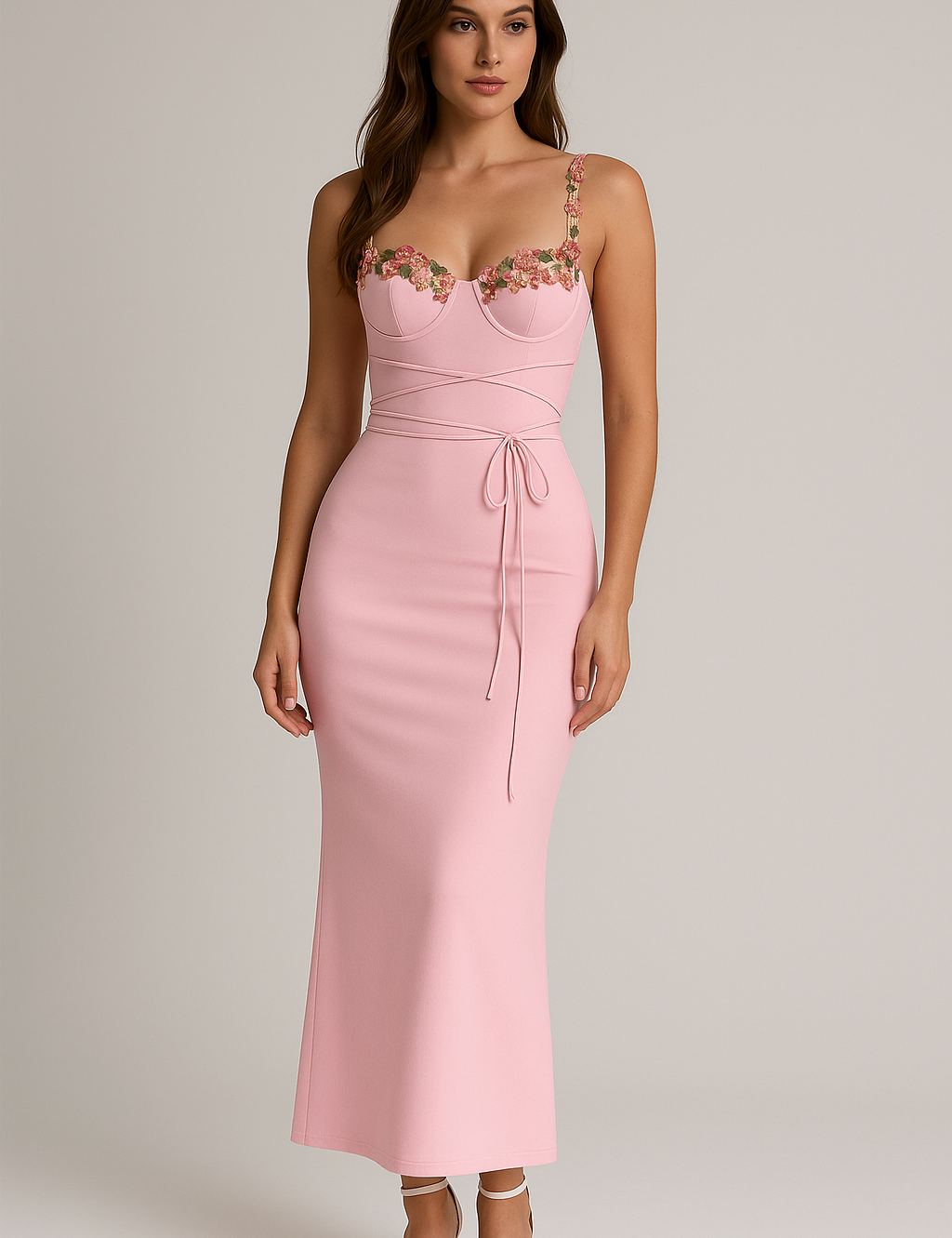 Flower Embroided Maxi Dress