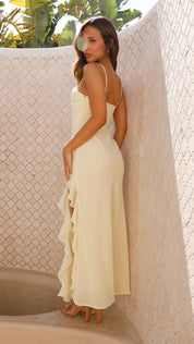 Lyra Elegant Ruffle Trim Maxi Dress