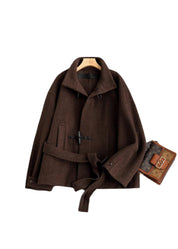 Classic Wool Toggle Coat with Belted Waist
